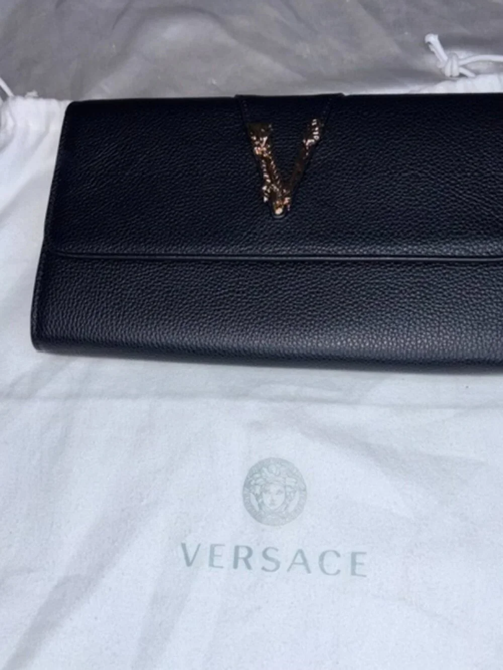 NWT Versace Virtus Black Leather Wallet on Chain 🖤✨